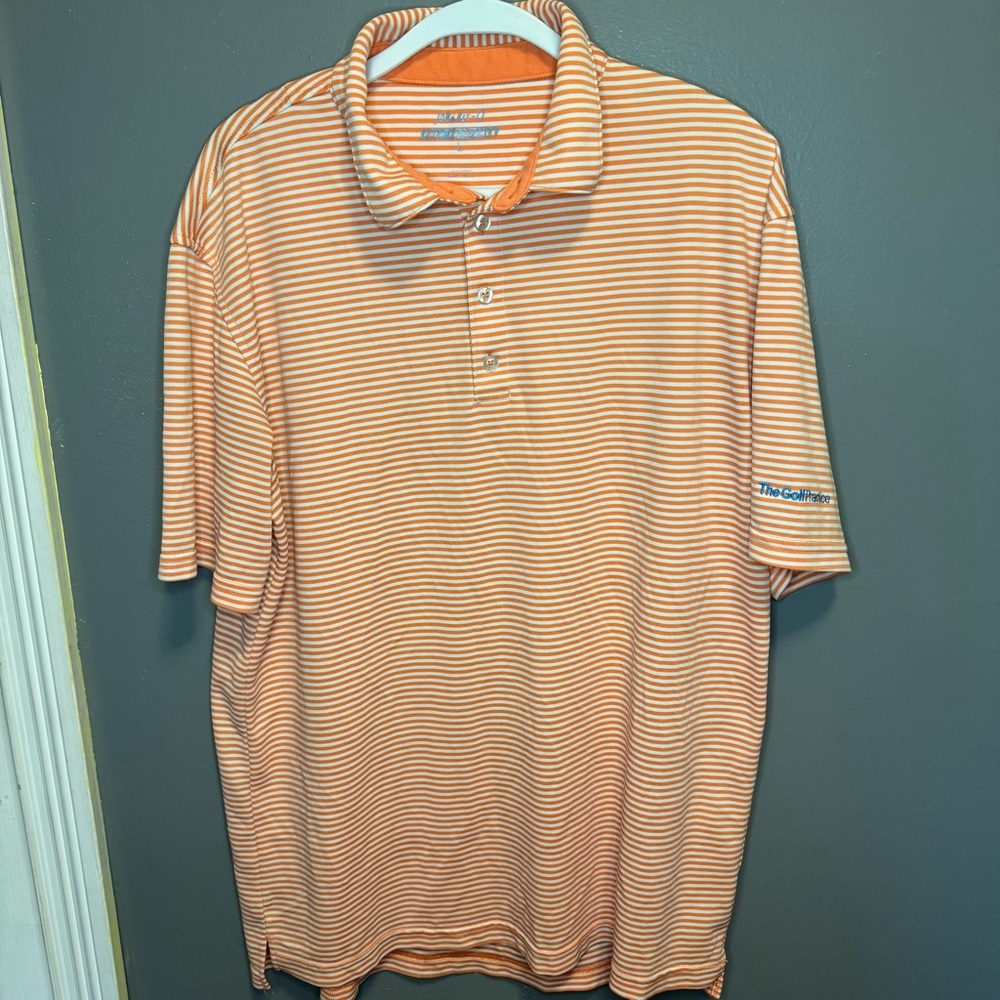 johnnie-O Striped Polo in Orange and White